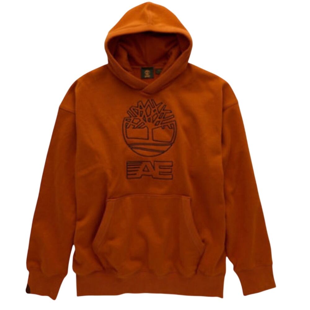 Timberland X AE Embroidered Cotton Hoodie - Rich Orange - Size: Small